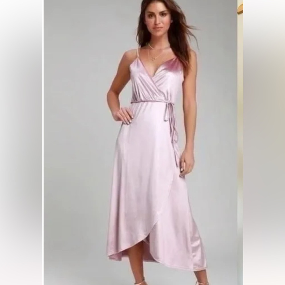 Lulus Pink velvet Wrap Dress